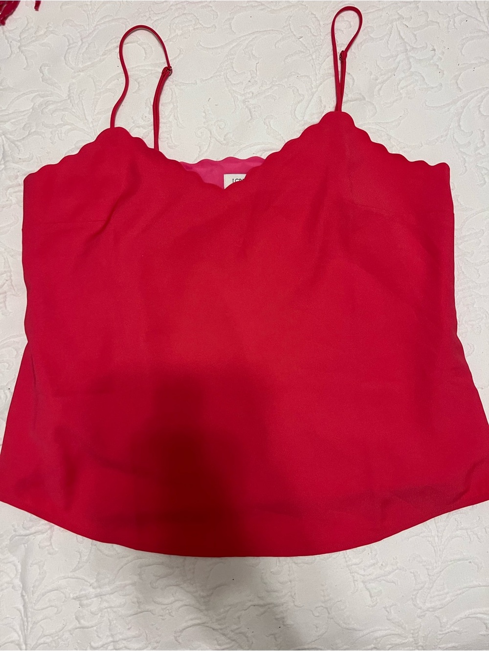 J. Crew Pink Scallop-Edge Spaghetti Strap Cami Sleeveless Shirt size 10